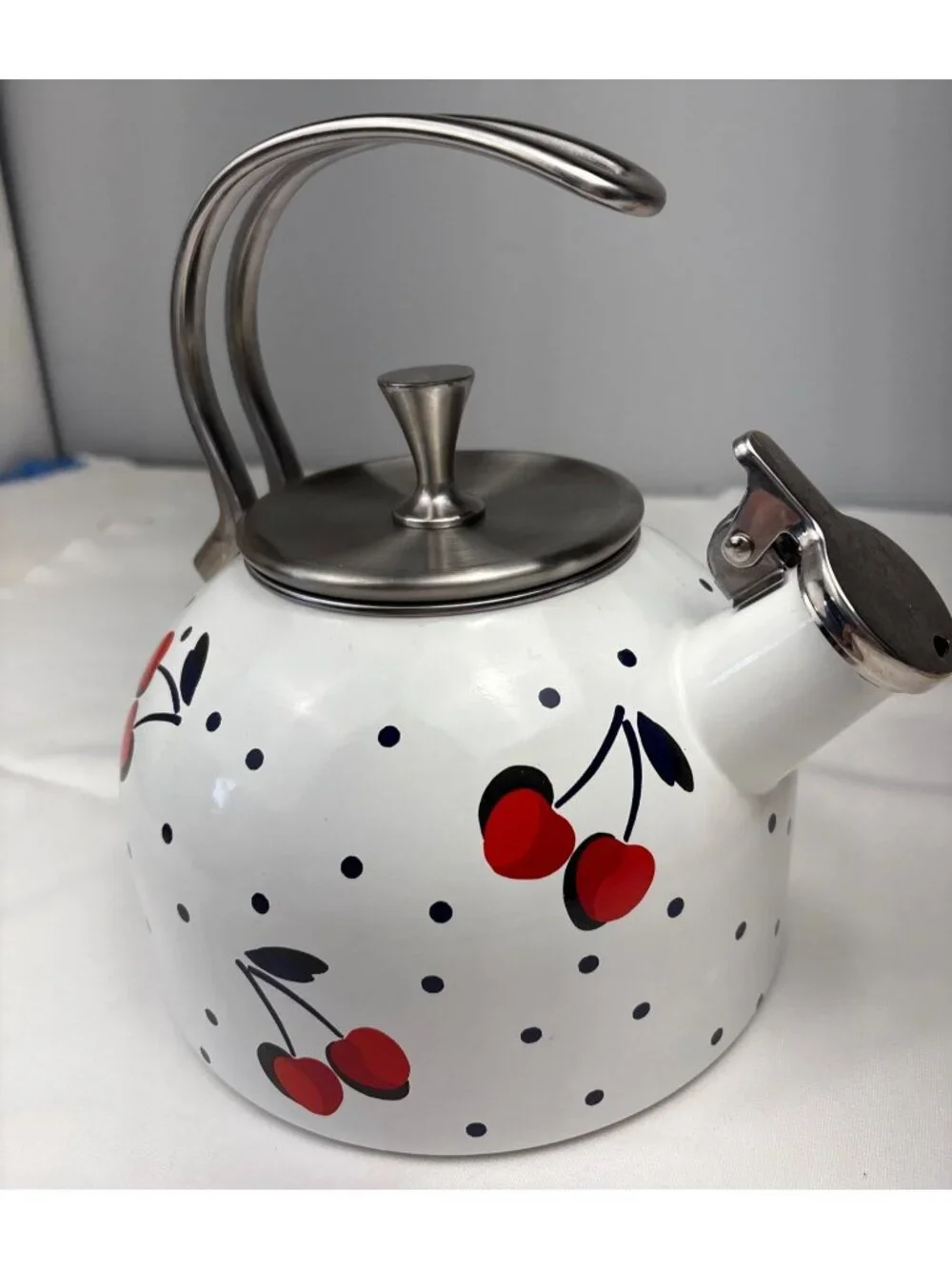 Kate Spade New York Lenox Cherry Dot Teapot Stainless Steel Handle Whimsical